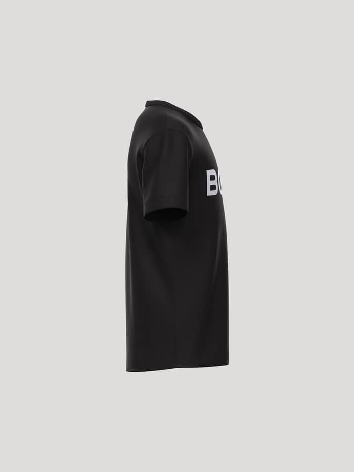 Borg Essential 3 T-Shirt til børn i Black Beauty (Sort) set fra siden med et hvidt brystlogo. - Image 4