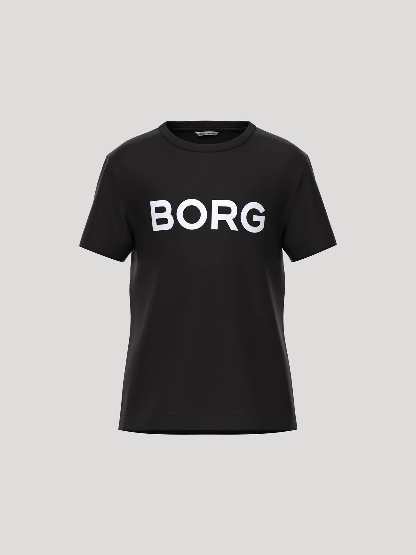 Front view of the kids Borg Essential 3 T-Shirt in Black Beauty (Black) with a white BORG logo on the chest. - Image 1