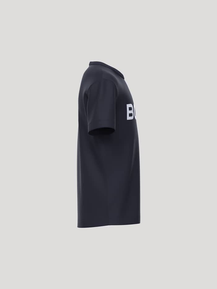 Borg Essential 3 T-Shirt til børn i Night sky (Marineblå) set fra siden med hvidt logo til tennis. - Image 4