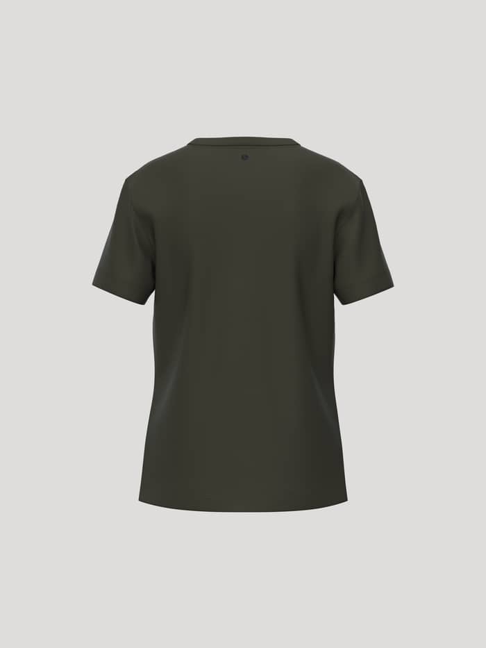 Borg Essential 3 T-Shirt i bomuld til børn i Forest Night (Grøn) set bagfra med et lille tennisbold-print til tennis. - Image 2