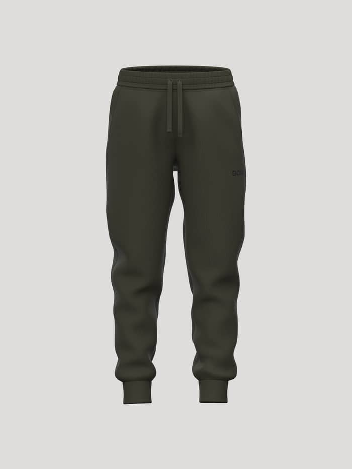 Borg Essential 3 Tapered Sweatpants in Forest Night (Grün) für Kinder aus Fleece mit schwarzem Logo und Tennis-Print.
