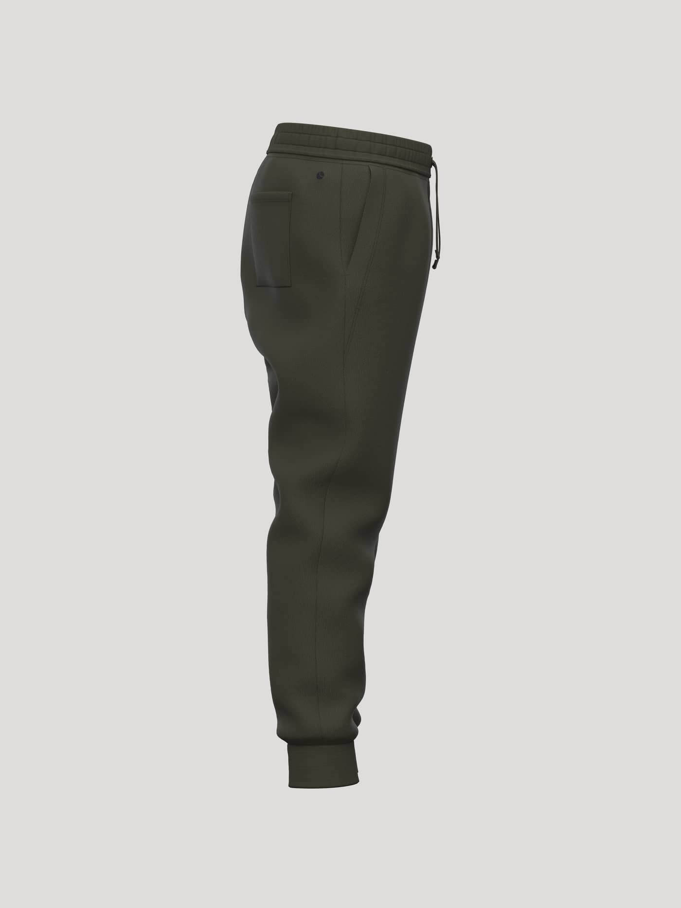Side view of kids' Borg Essential 3 Tapered Sweatpants in Forest Night (Green) featuring a pocket and ribbed cuffs. - Image 4