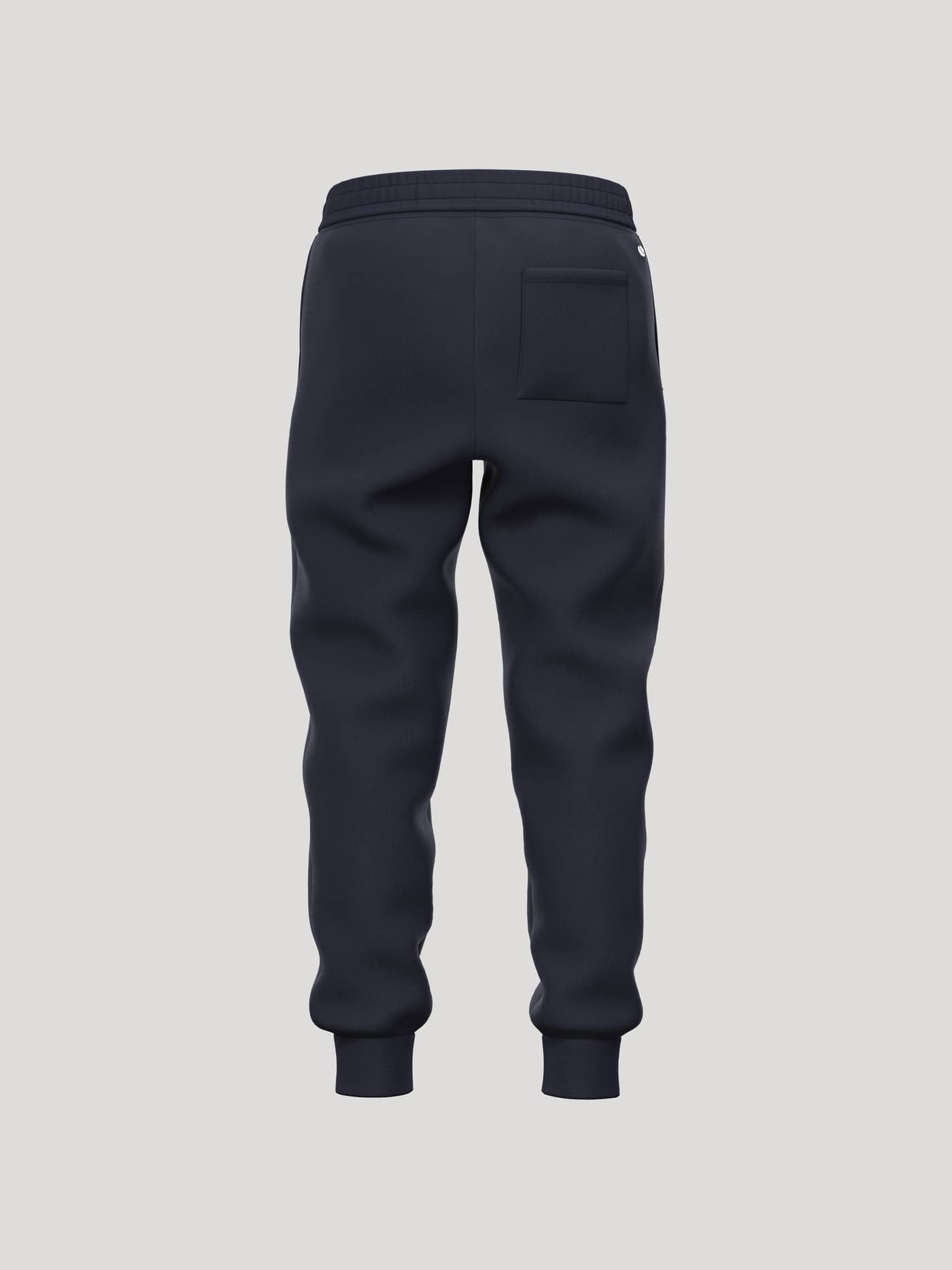 Back view of Borg Essential 3 Tapered Sweatpants for kids in Night sky (Navy) featuring a tapered fit and tennis detail. - Image 2