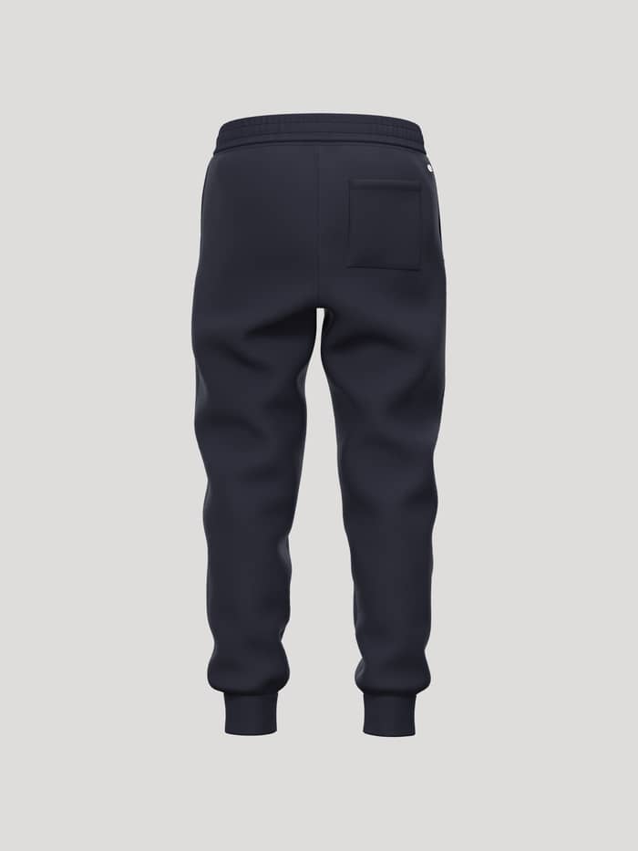 Back view of Borg Essential 3 Tapered Sweatpants for kids in Night sky (Navy) featuring a tapered fit and tennis detail. - Image 2