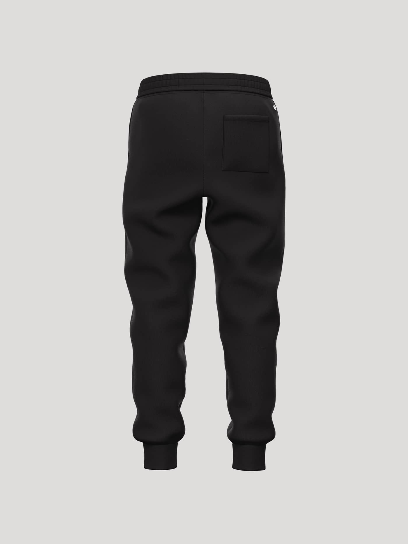 Back view of Borg Essential 3 Tapered Sweatpants for kids in Black Beauty (Black) with a back pocket and tennis ball print. - Image 2