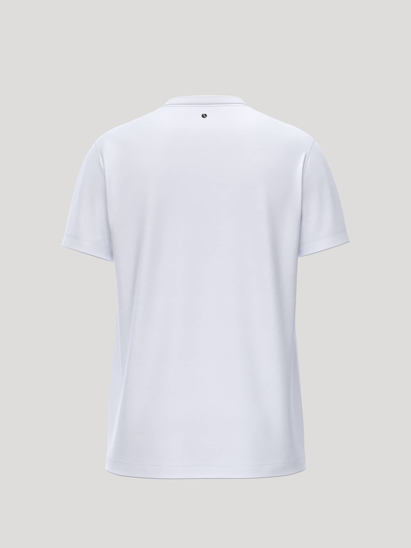 Back view of the cotton Borg Essential 3 T-Shirt in Brilliant White (White) with a tennis ball print at the neck. - Image 2