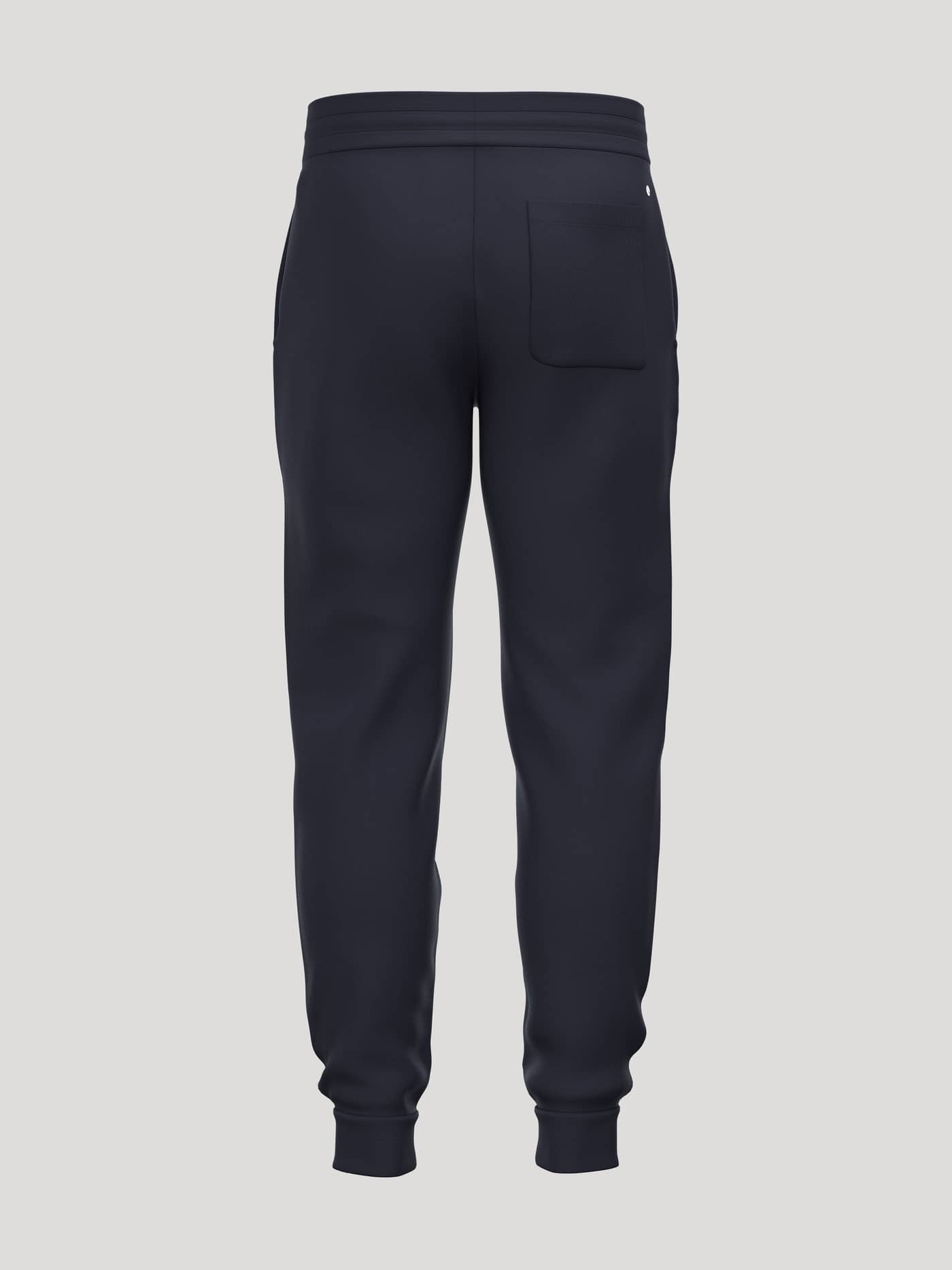 Borg Essential 3 Tapered Sweatpants in Night sky (Navy) shown from the back with a functional pocket and ribbed cuffs. - Image 2