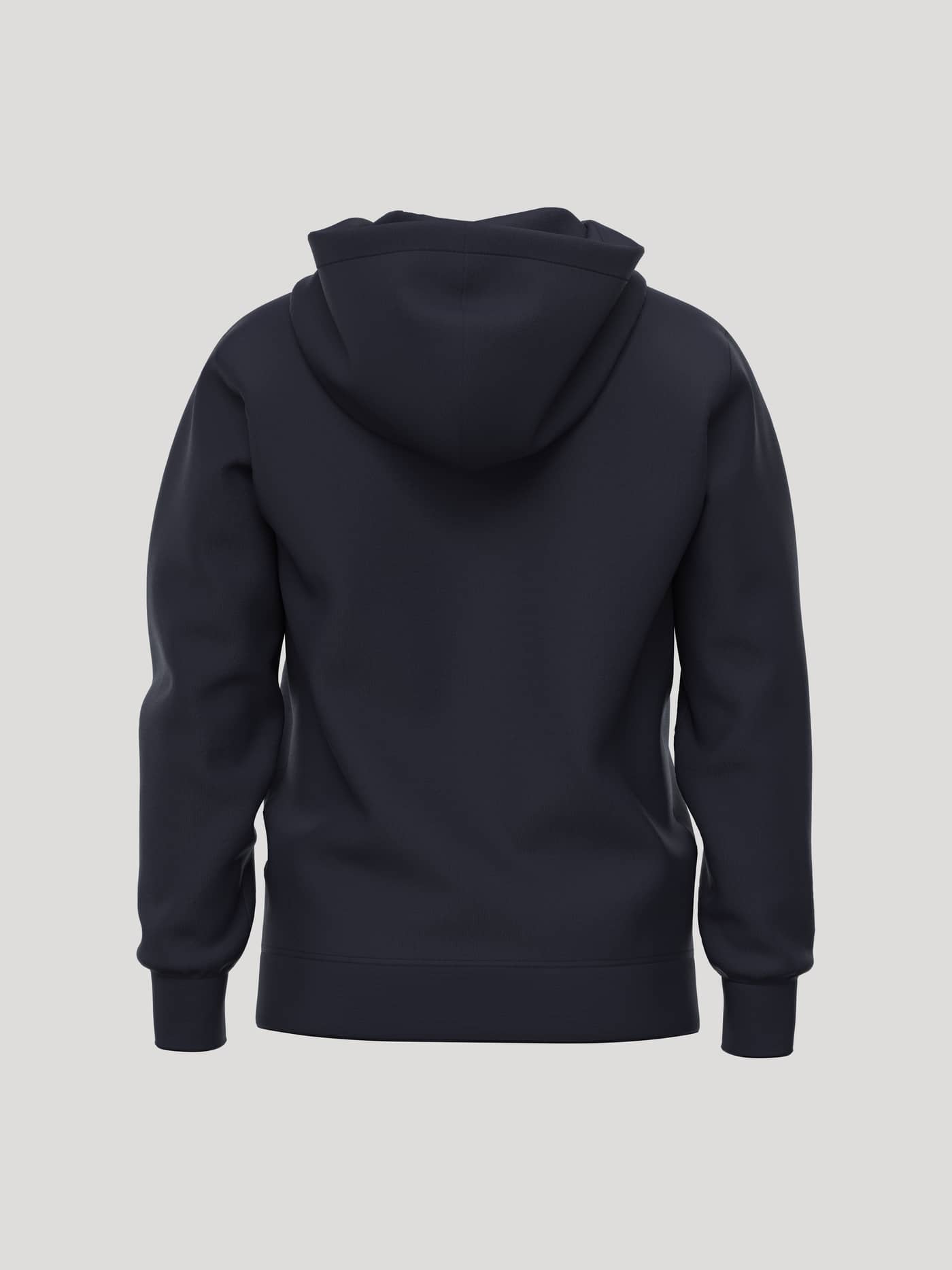 Back view of the Borg Essential 3 Hoodie in Night sky (Navy), featuring a double-layer hood and soft fleece finish. - Image 2