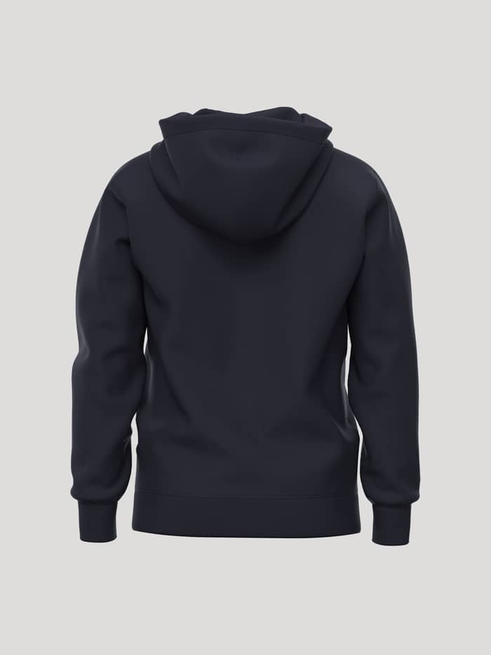 Back view of the Borg Essential 3 Hoodie in Night sky (Navy), featuring a double-layer hood and soft fleece finish. - Image 2