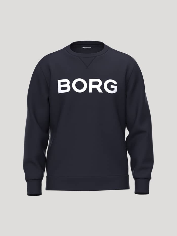 Borg Essential 3 Sweatshirt in Night sky (Navy) features a white chest logo and soft fleece with a tennis ball print.