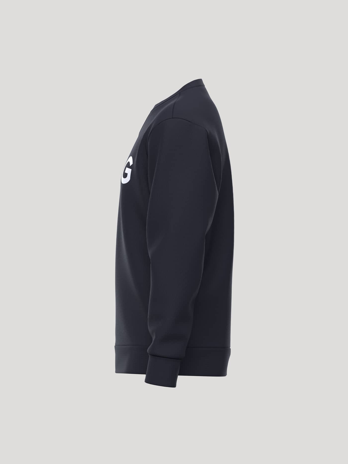 Borg Essential 3 Sweatshirt in Night sky (Navy) viewed from the side, featuring a white logo and soft fleece for tennis. - Image 3