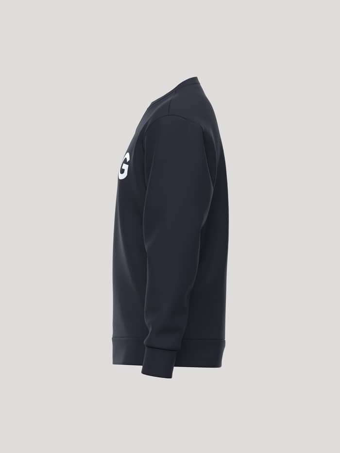 Vue de profil du Borg Essential 3 Sweatshirt Night sky (Marine) avec logo blanc en molleton doux pour le tennis. - Image 3