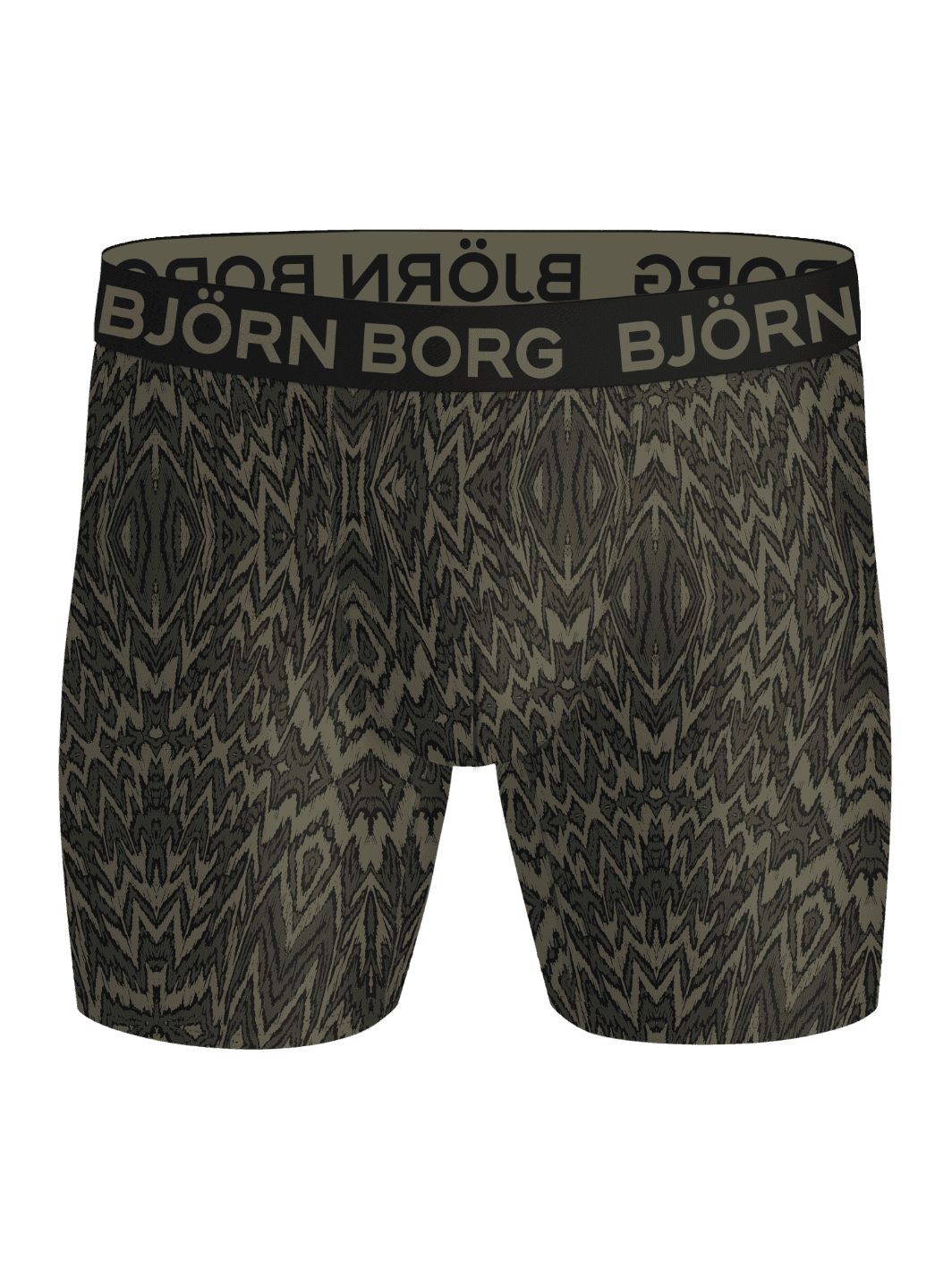 Sports Microfiber Boxers 3-pack in a green and black jagged print with a green logo, perfect for performance training. - Image 4