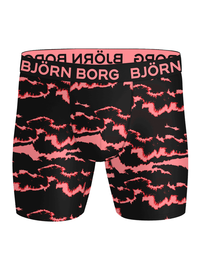 Sports Microfiber Boxers 3-pack met marineblauwe en rode golvende print en roze logo voor training. - Image 4