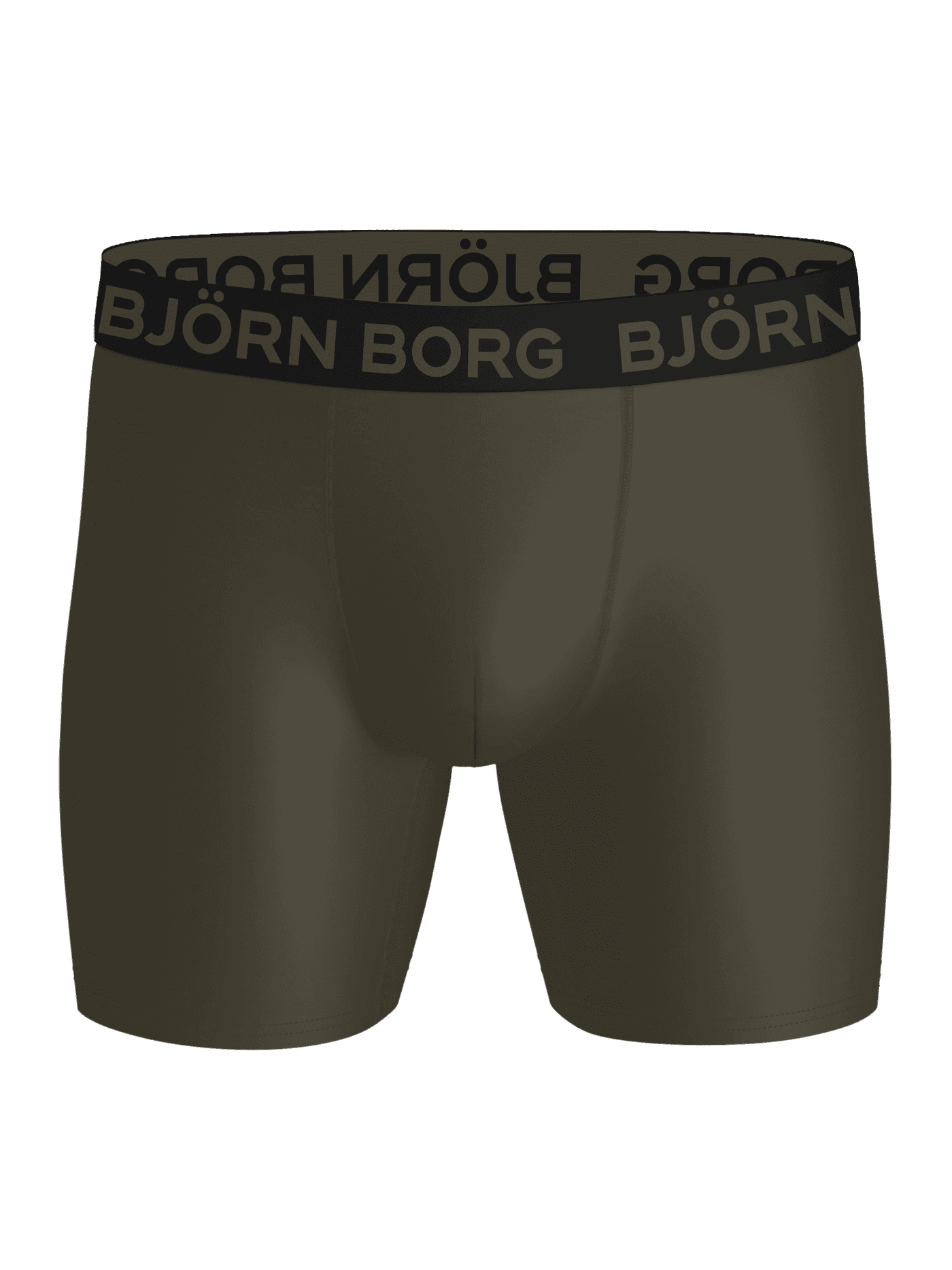 Front view of green Sports Microfiber Boxers 3-pack for training, with microfiber boxer briefs and a green logo on black. - Image 2