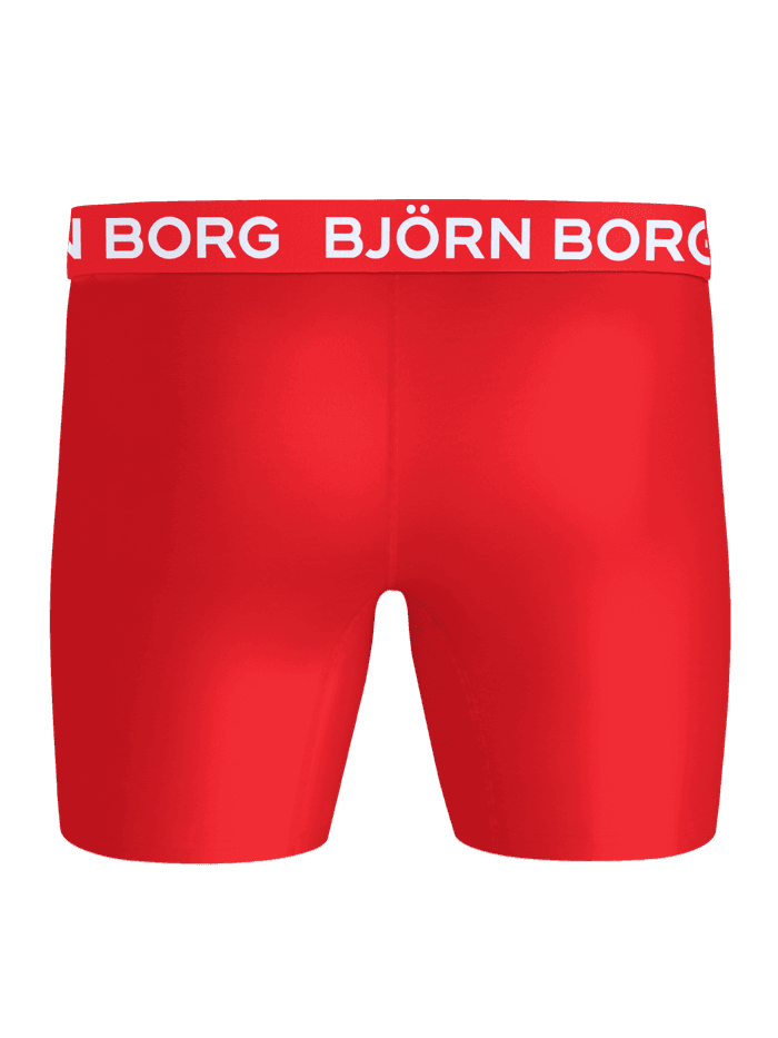 Achteraanzicht van de Sports Microfiber Boxers 3-pack in Rood voor training met een wit logo op de tailleband. - Image 3