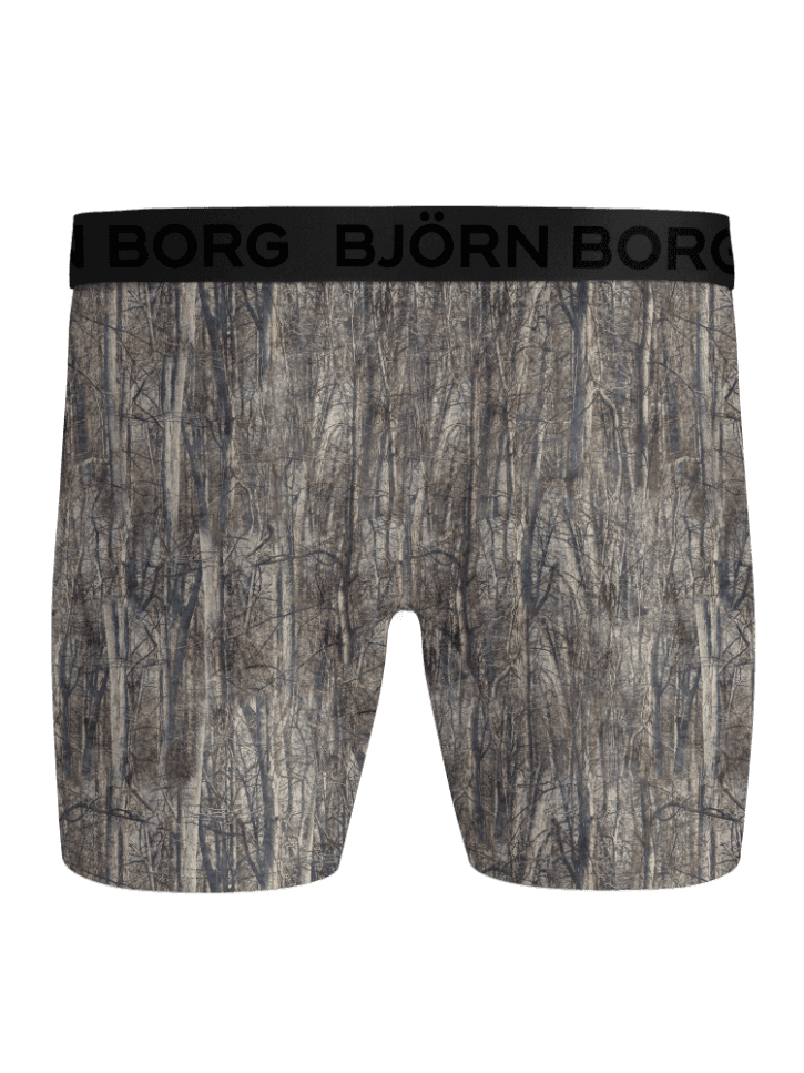 Sports Microfiber Boxers 2-pack training boxer briefs in a green and grey forest print with a black logo. - Image 3