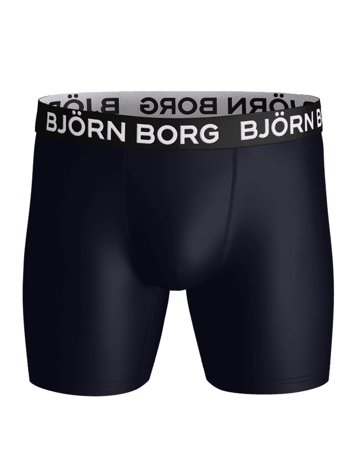Sports Microfiber Boxers 2-pack in Marine, technische trainingsboxers met een wit logo op een zwarte tailleband. - Image 2