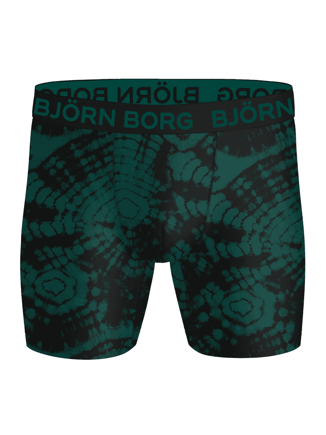 Sports Microfiber Boxers 5-pack in a black and green tie-dye print with a green logo, optimized for training. - Image 5
