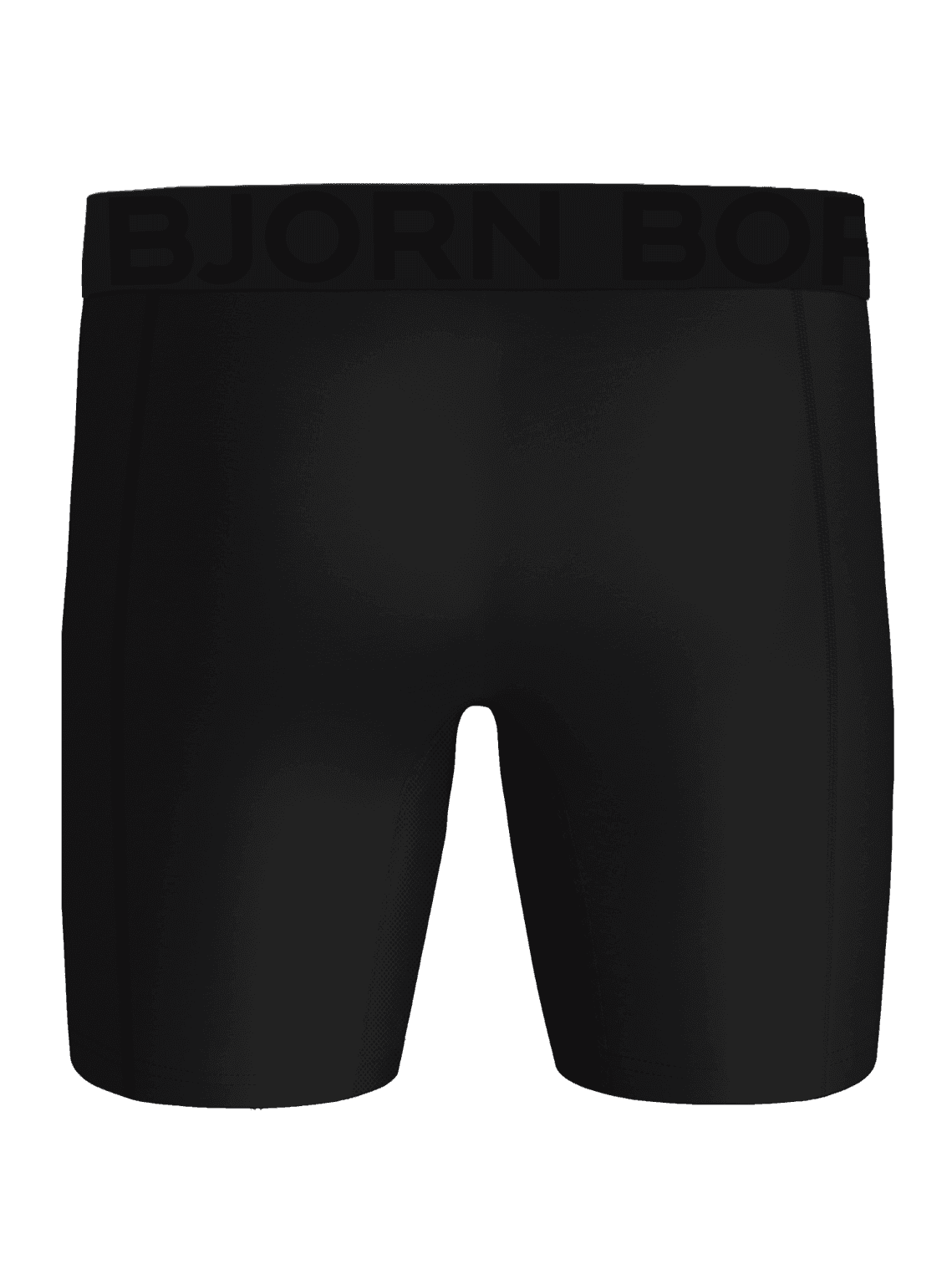 Back view of Sports Lightweight Long Leg Boxers 2-pack in Black, featuring training boxer briefs with a black logo. - Image 3