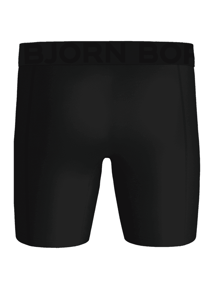 Back view of Sports Lightweight Long Leg Boxers 2-pack in Black, featuring training boxer briefs with a black logo. - Image 4