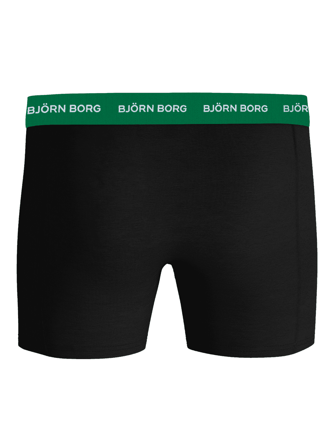Cotton Stretch Boxers 3-pack in black with a green waistband and white logos, designed as comfortable cotton boxer briefs. - Image 3