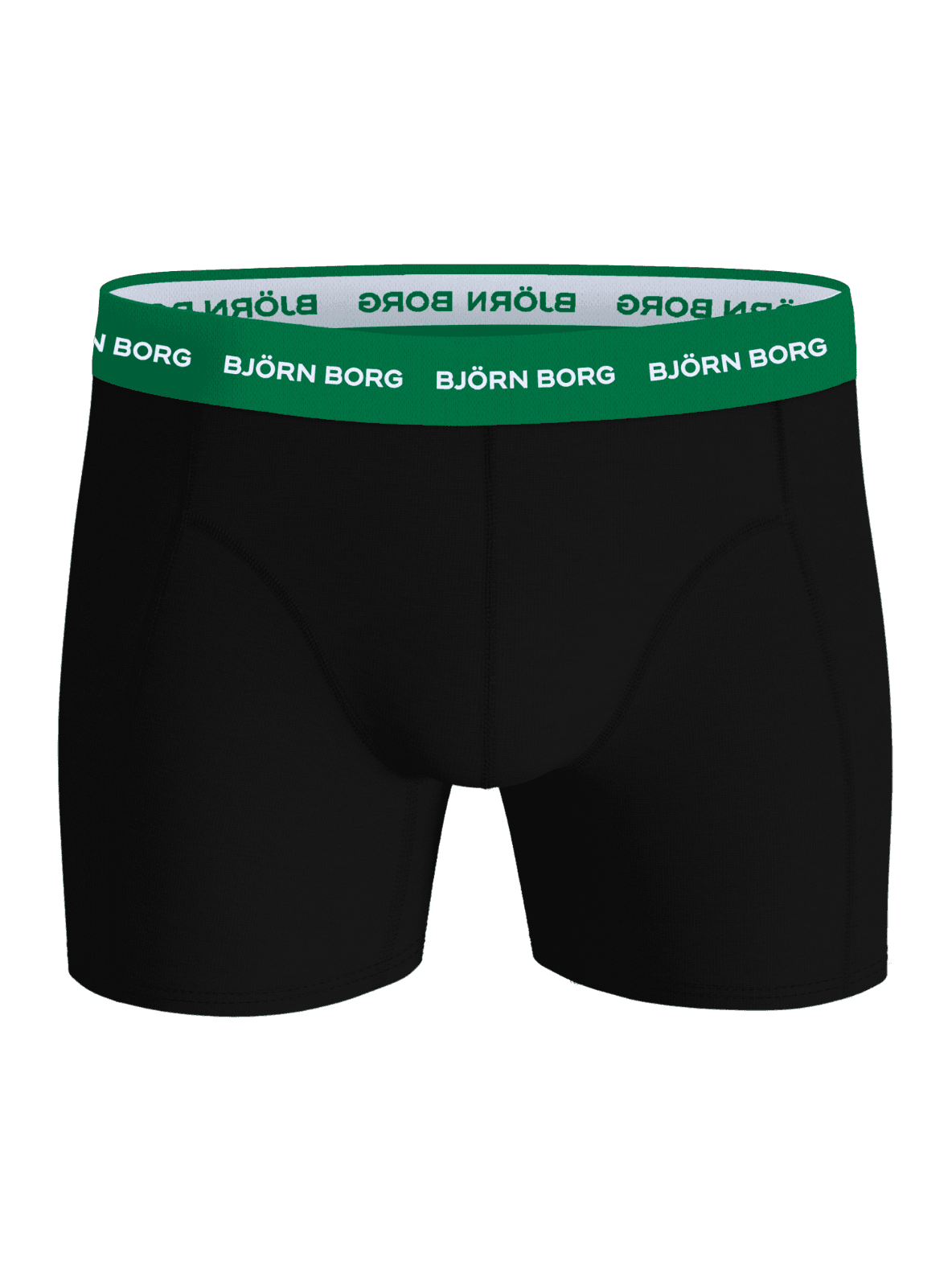 Cotton Stretch Boxers 3-pack boxer briefs in Black featuring a green waistband and white Björn Borg logo. - Image 4