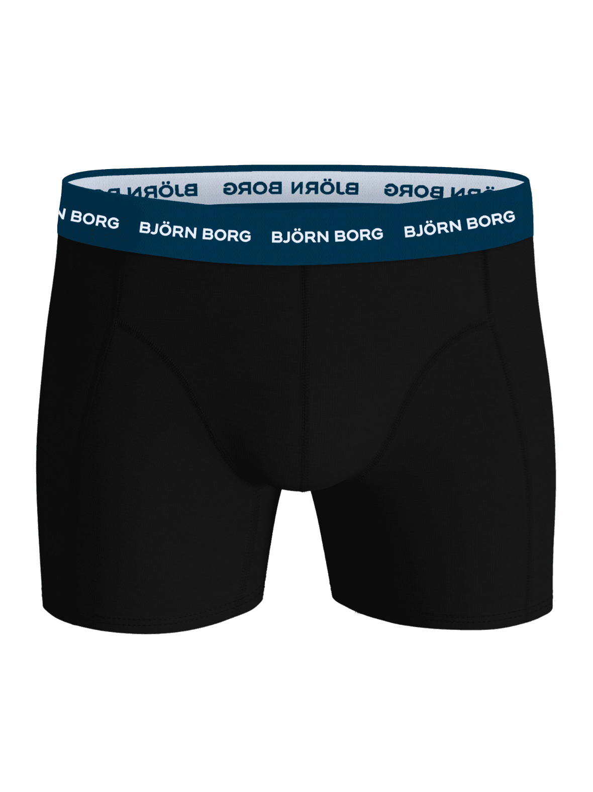 Cotton Stretch Boxers 3-pack in Black featuring a blue waistband and white logo for soft, everyday boxer briefs. - Image 2