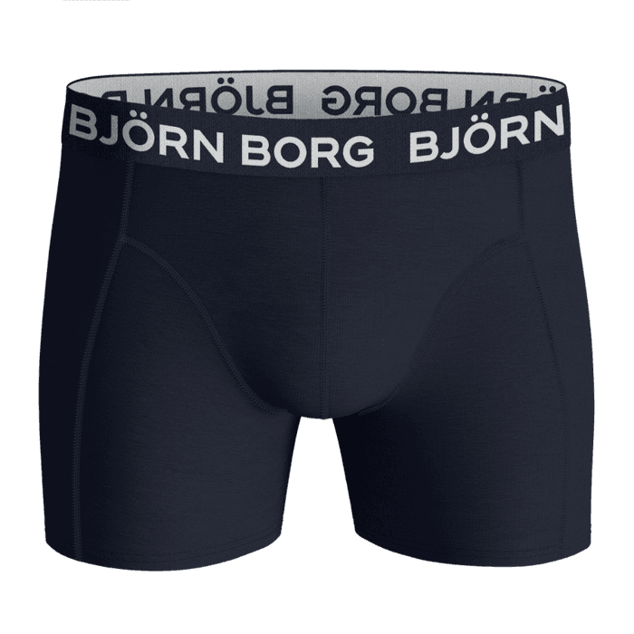 Cotton Stretch Boxers 3-pack in marineblauw met een lichtgrijs logo op de elastische tailleband. - Image 2
