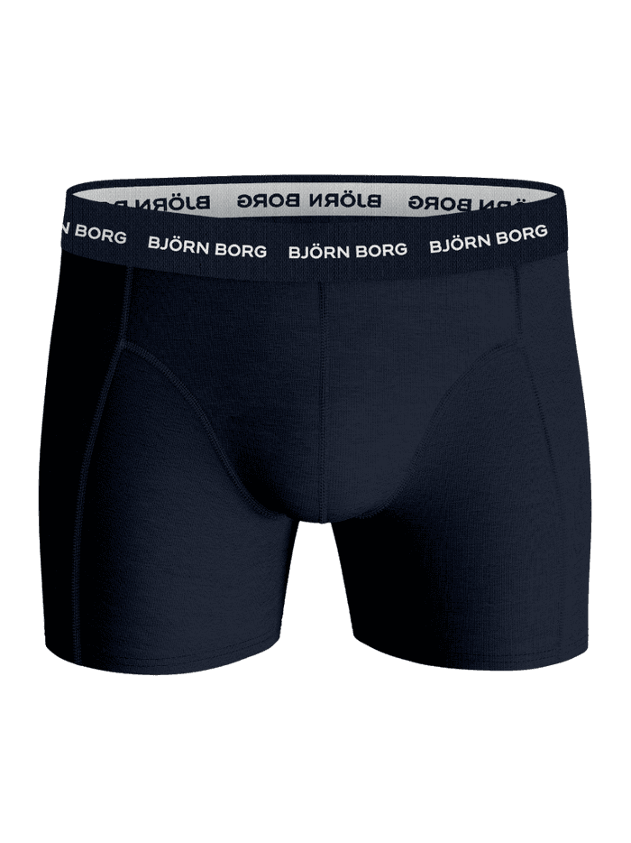 Cotton Stretch Boxers 5-pack in marineblauw van zacht katoenstretch met een witte logotailleband voor dagelijks comfort. - Image 4