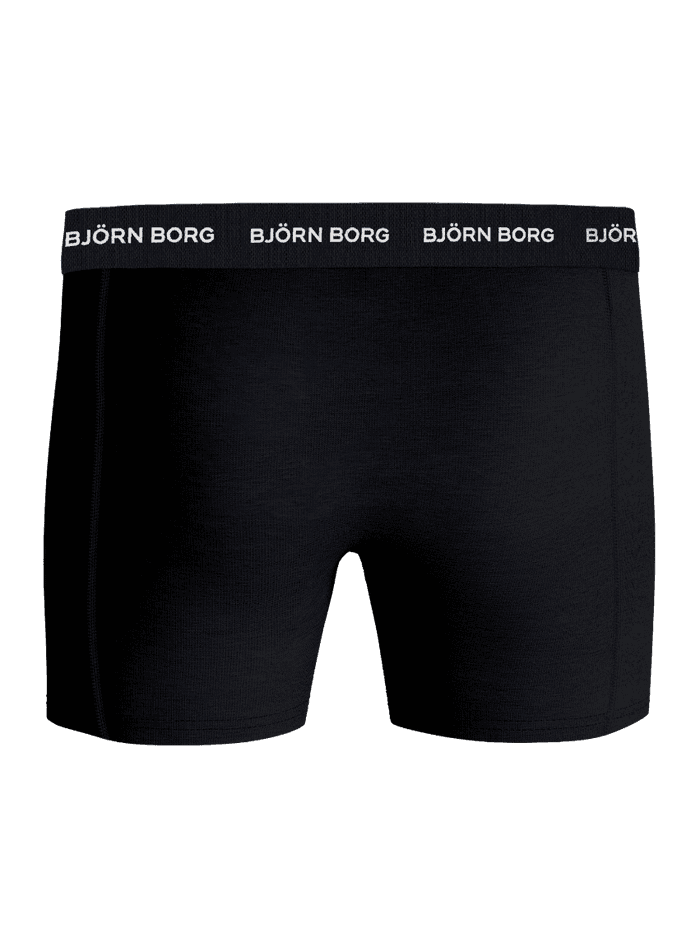 Cotton Stretch Boxers 5-pack in zwart van zacht katoen met een wit Björn Borg-logo op de marineblauwe tailleband. - Image 3