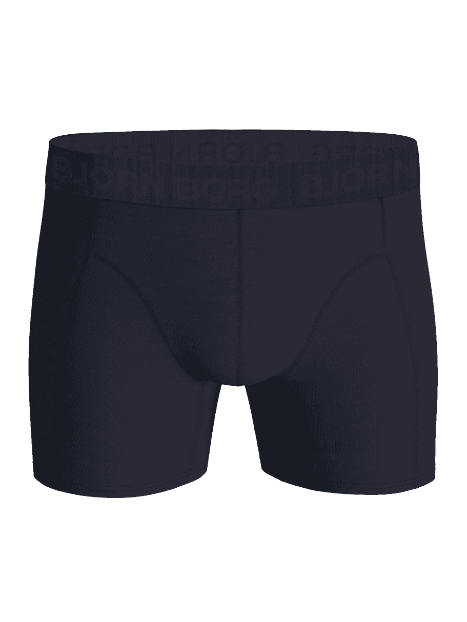 Front view of Cotton Stretch Boxers 7-pack in Navy, featuring a tonal logo waistband on soft cotton boxer briefs. - Image 2