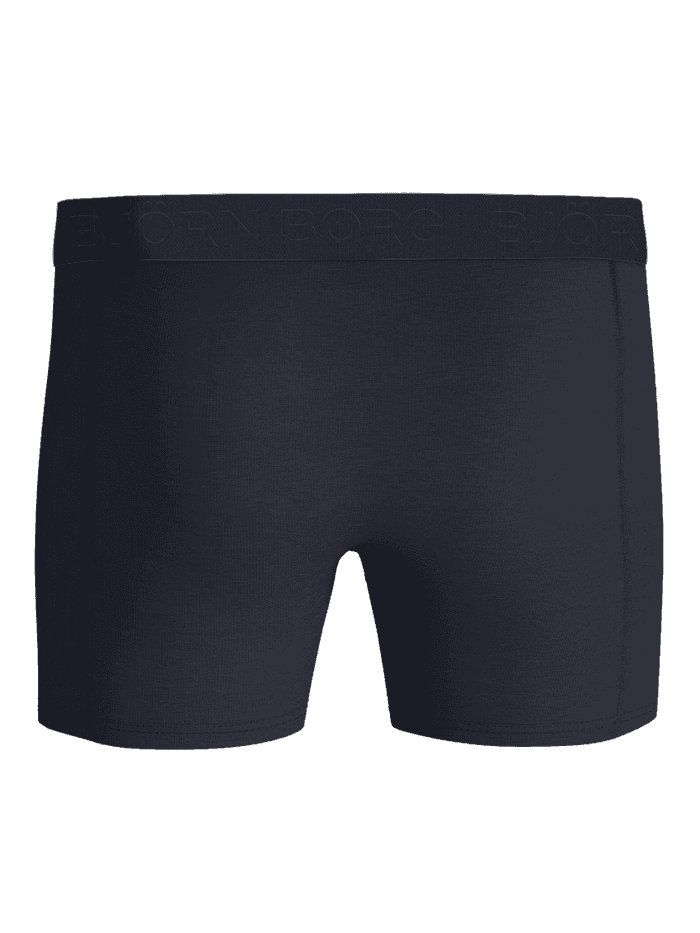 Achteraanzicht van de Cotton Stretch Boxers 7-pack in marineblauw van zacht stretchkatoen met een tonale logotailleband. - Image 3