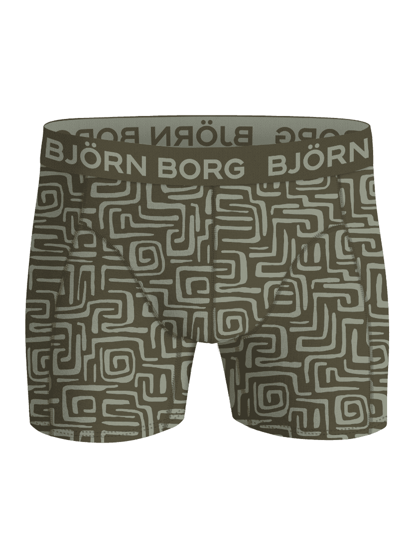 Cotton Stretch Boxers 7-pack green and grey maze print boxer briefs with a light grey logo on a comfortable green waistband. - Image 6
