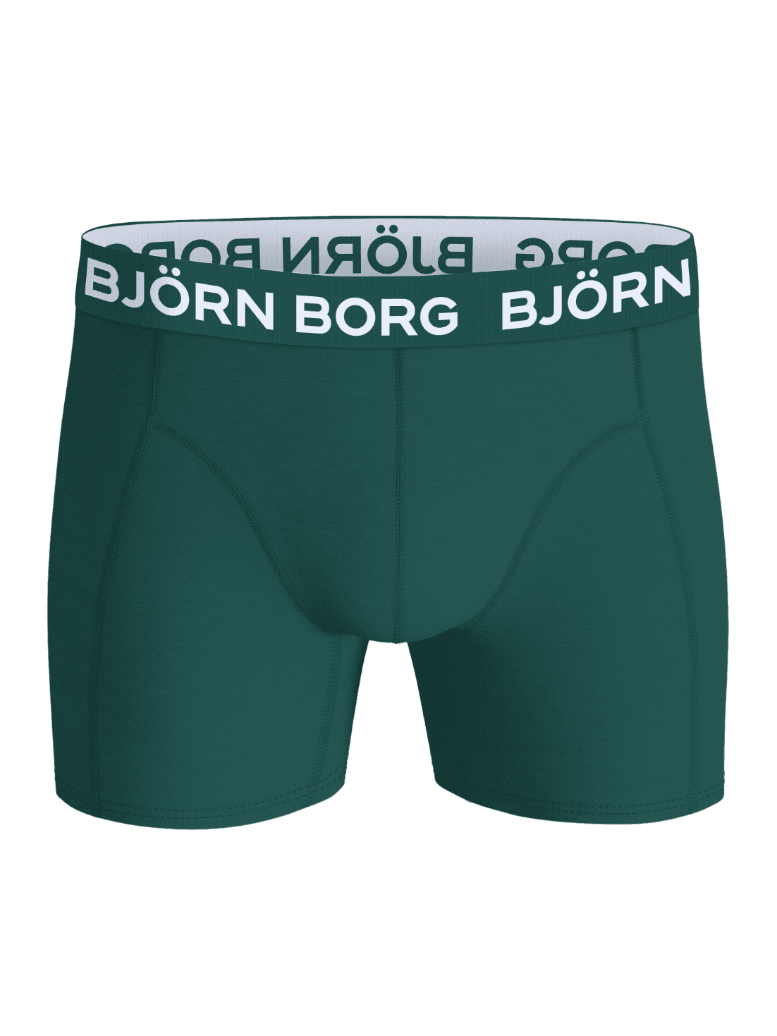 Cotton Stretch Boxers 7-pack in green, featuring a soft cotton boxer briefs style and white Björn Borg logo waistband. - Image 4