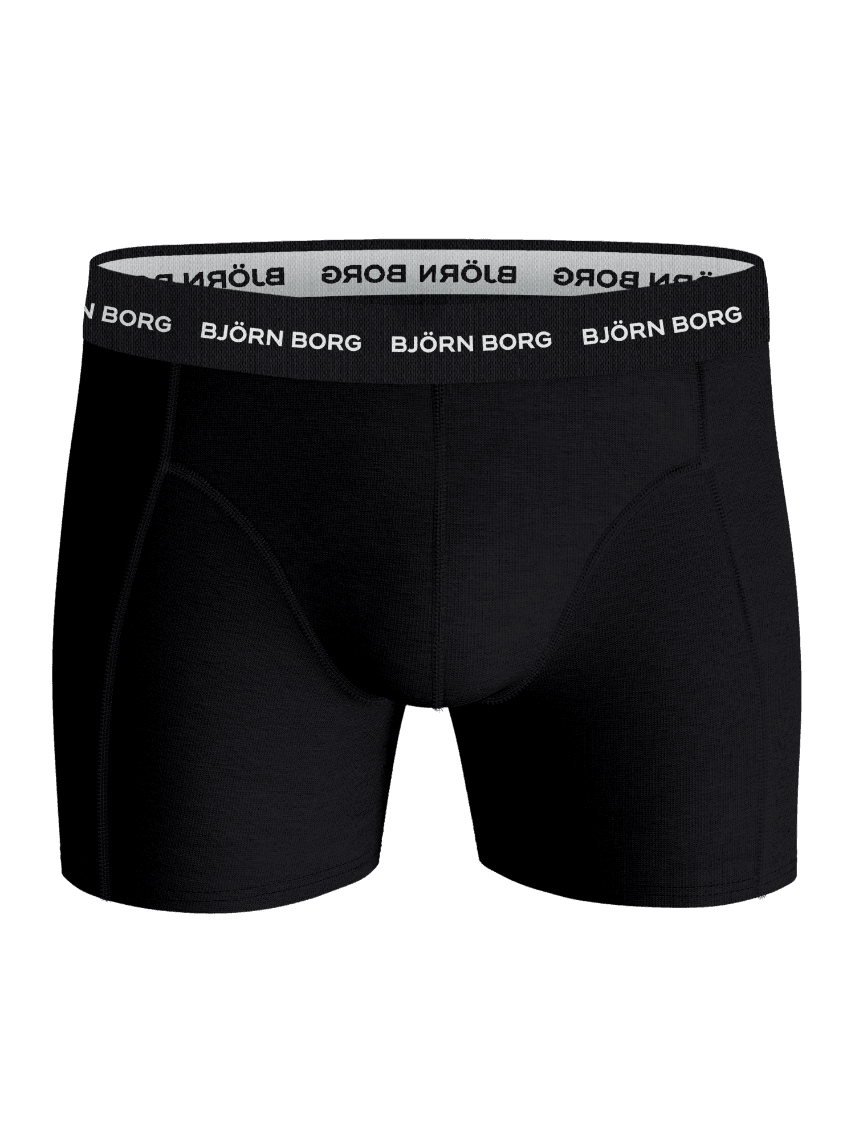 Black Björn Borg Cotton Stretch Boxers 7-pack boxer briefs in soft cotton stretch with an iconic white logo waistband. - Image 2