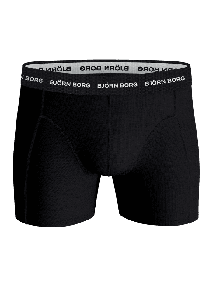 Björn Borg Cotton Stretch Boxers 7-pack in zwart van zacht katoenstretch met een iconische zwarte tailleband met wit logo. - Image 2