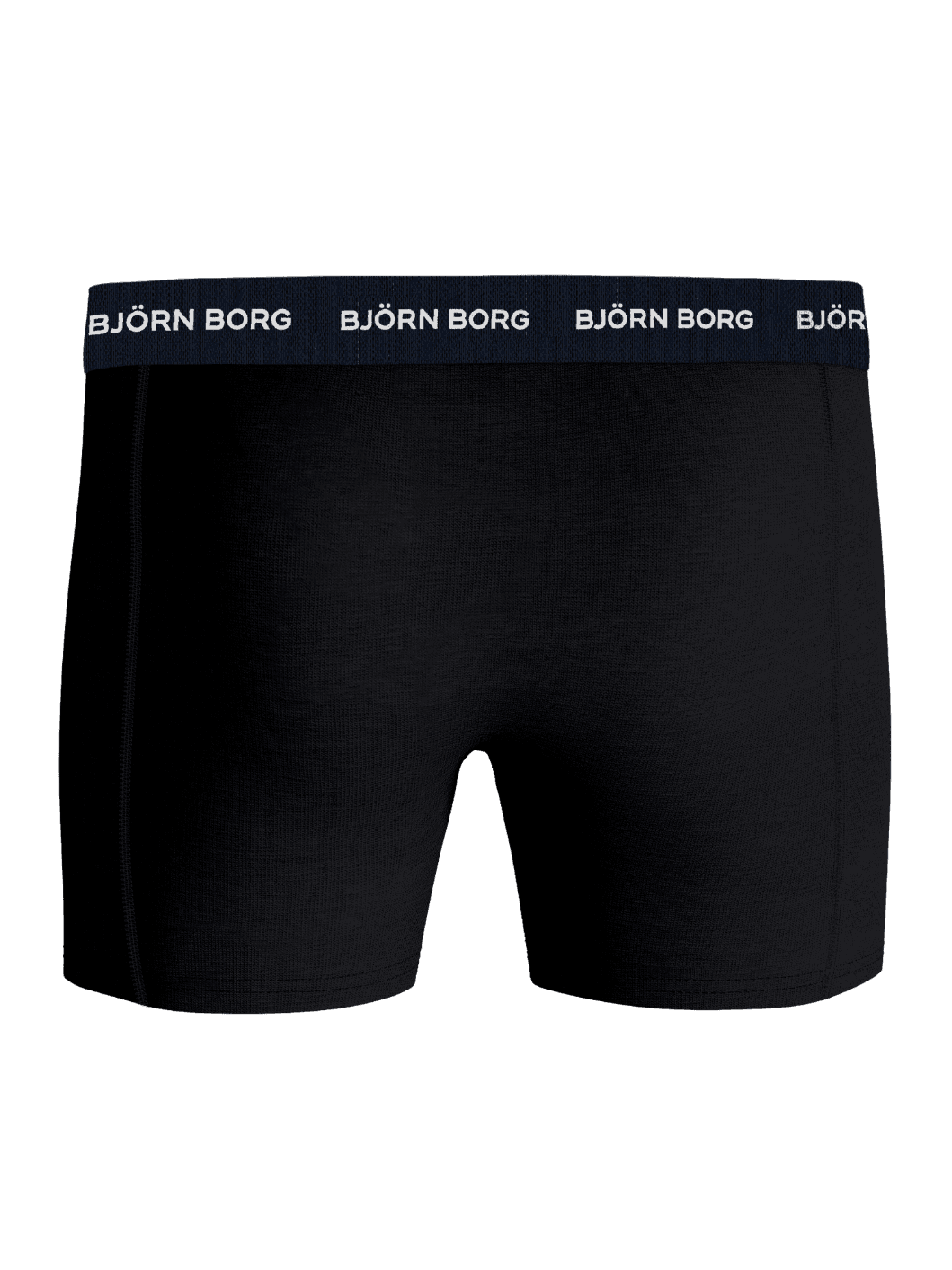 Front view of the black Cotton Stretch Boxers 7-pack boxer briefs in cotton with a white Björn Borg logo and navy waistband. - Image 3