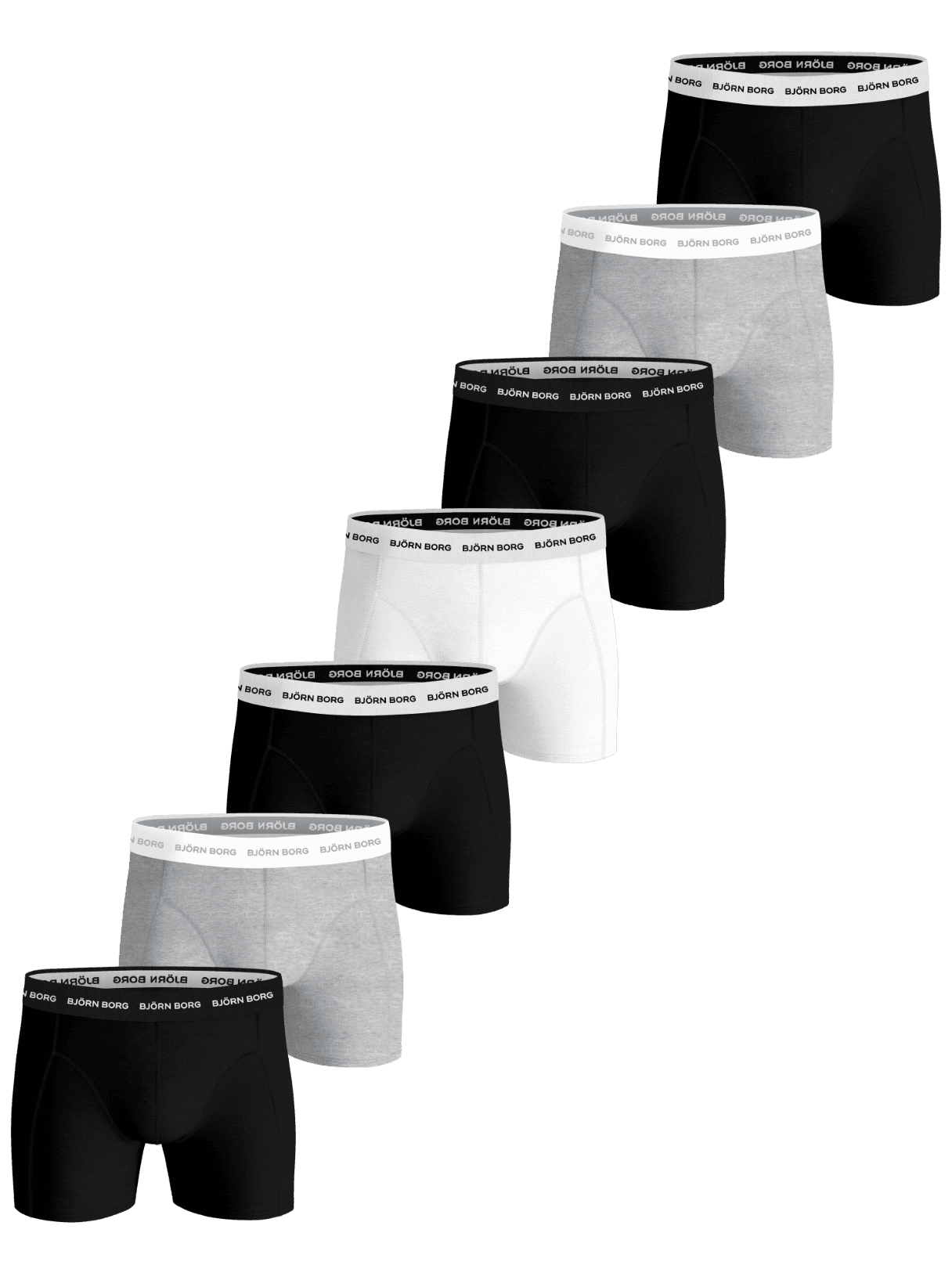 Cotton Stretch Boxers 7-pack i svart, vitt och grått med en ikonisk svartvit logoresår i bomullsstretch. - Image 1