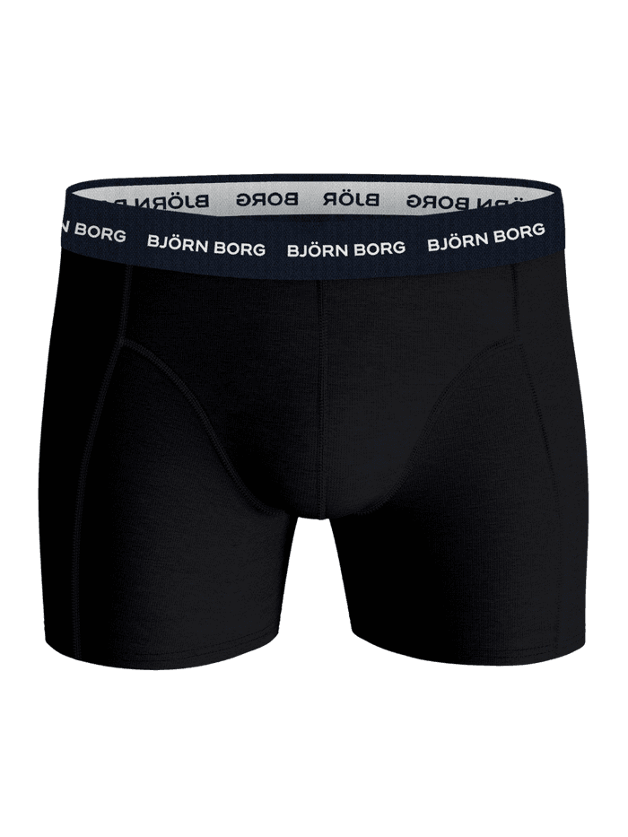 Cotton Stretch Boxers 7-pack in zwart met een navy tailleband en wit Björn Borg-logo. - Image 2