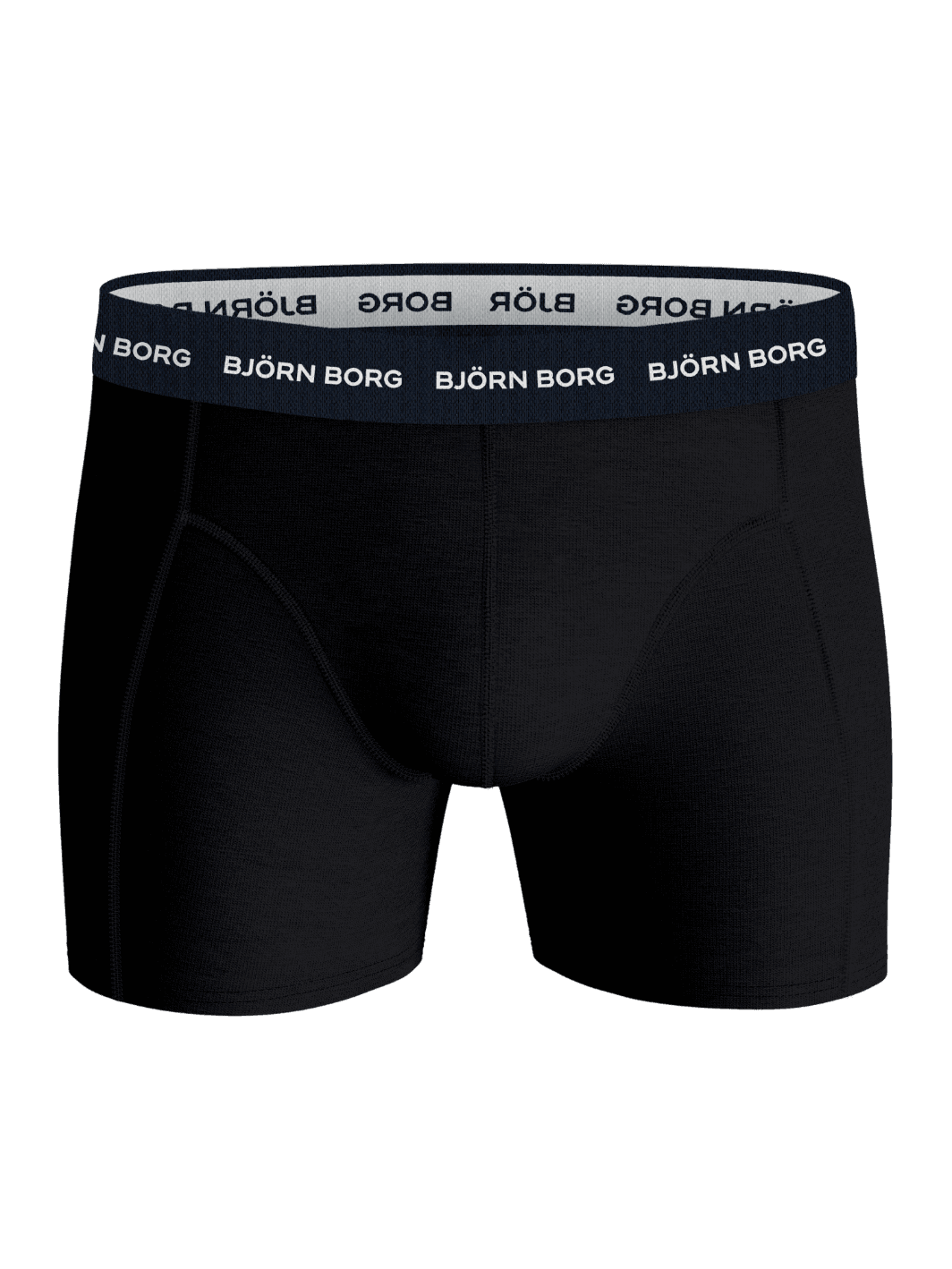 Cotton Stretch Boxers 7-pack in black featuring a navy waistband and white logo in a comfortable boxer brief fit. - Image 9