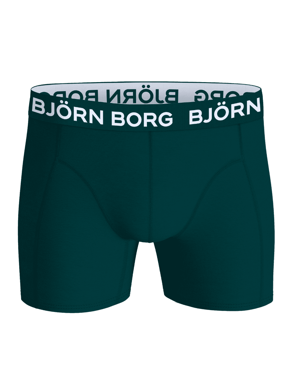 Cotton Stretch Boxers 3-pack kids' boxer briefs in green cotton with a white Björn Borg logo waistband. - Image 2