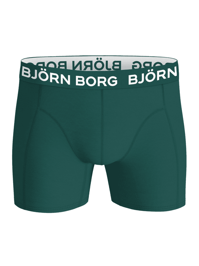 Groene kids boxershorts uit de Cotton Stretch Boxers 5-pack met een wit logo op de elastische tailleband. - Image 2