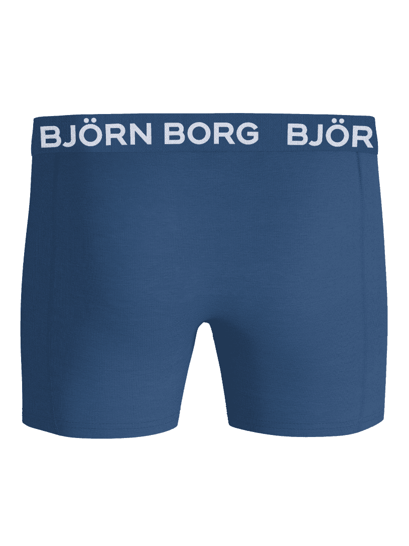 Cotton Stretch Boxers 5-pack kids' boxer briefs in blue featuring a matching waistband and white Björn Borg logo. - Image 3