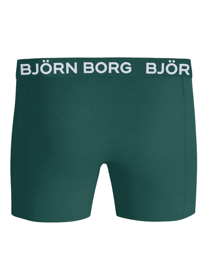 Groene Cotton Stretch Boxers 5-pack voor kids met een wit logo op de elastische tailleband. - Image 3