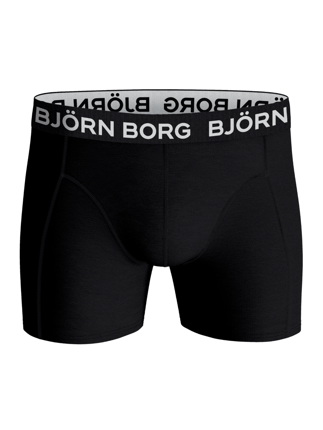 Cotton Stretch Boxers 12-pack featuring black boxer briefs with a white logo on the waistband and a mid-rise fit. - Image 4