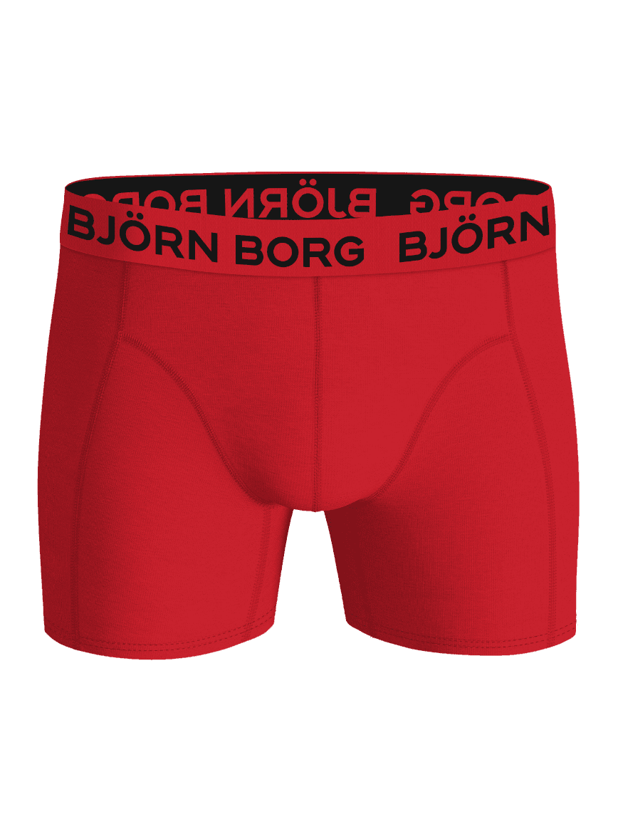 Front view of red Cotton Stretch Boxers 12-pack featuring soft cotton stretch boxer briefs and a black logo waistband. - Image 7