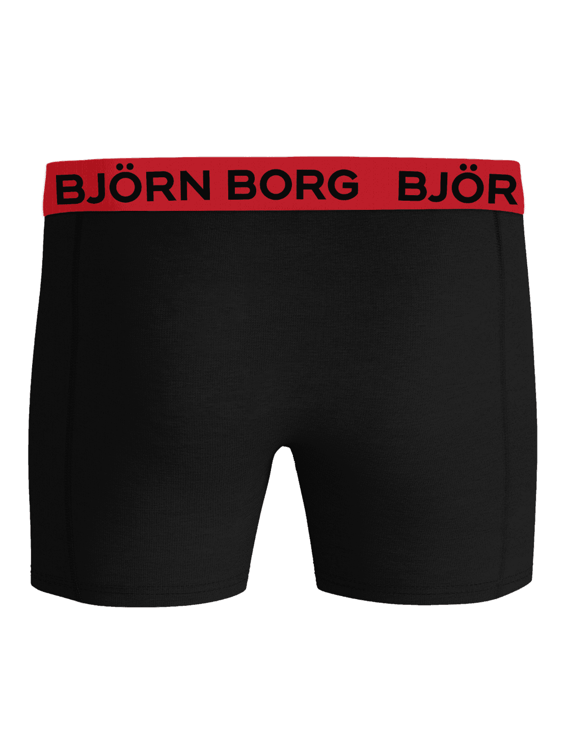 Cotton Stretch Boxers 12-pack in black featuring a red waistband with a black logo for a comfortable boxer brief fit. - Image 4