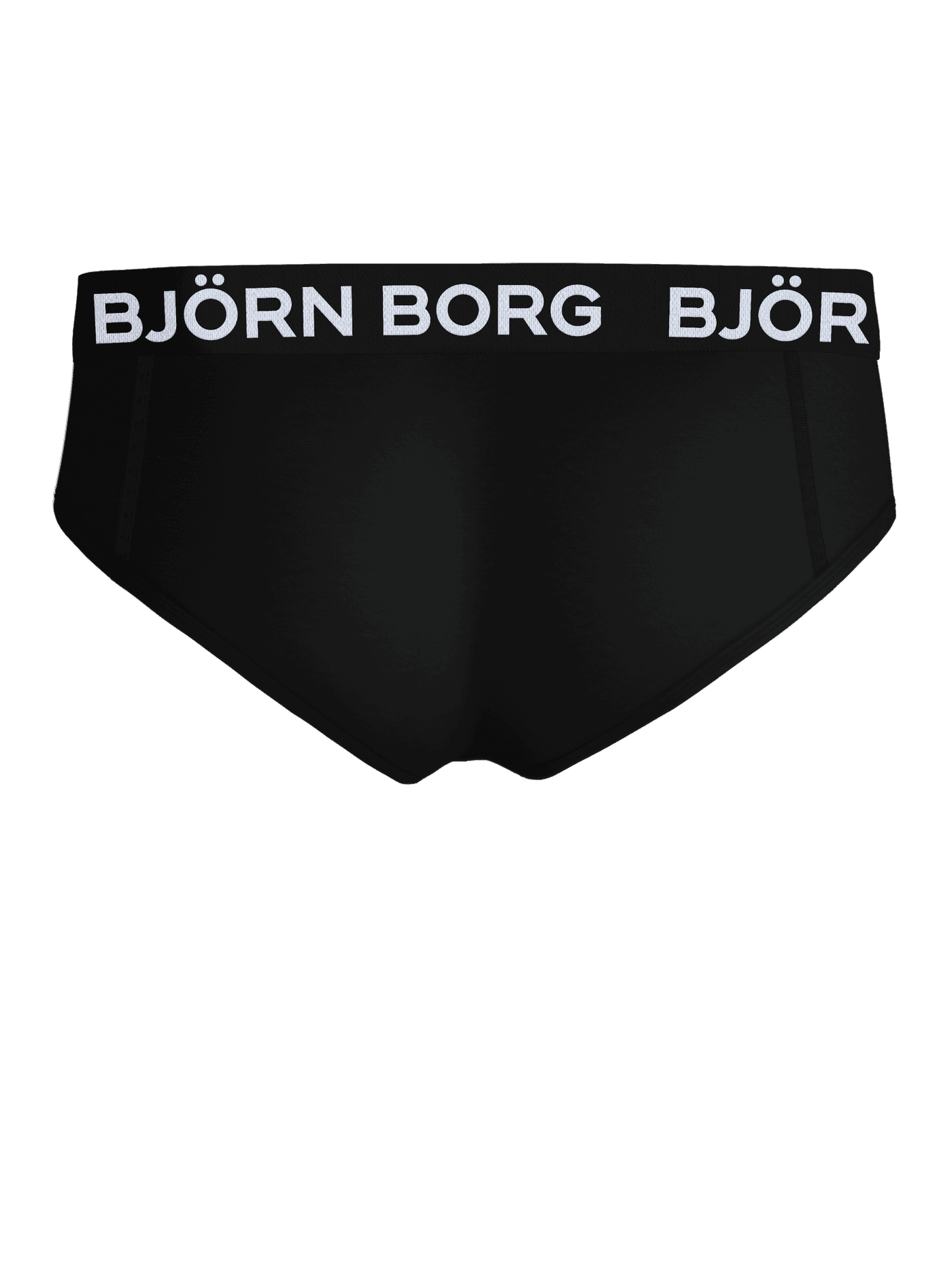 Back view of the Cotton Stretch Briefs 3-pack in black with white Björn Borg logos on the signature waistband. - Image 3