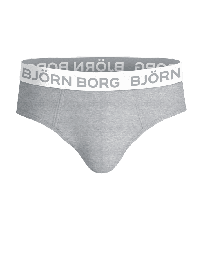 Cotton Stretch Briefs 3-pack in grey melange with a white waistband and a grey Björn Borg logo. - Image 4